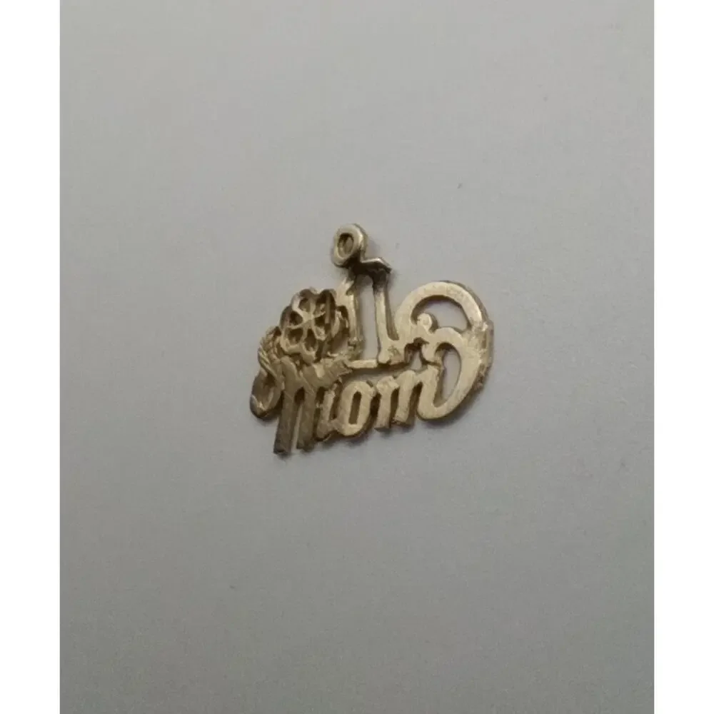 14K Gold “#1 Mom” Flower Charm